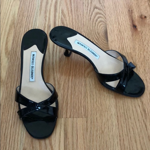 black open toe kitten heels